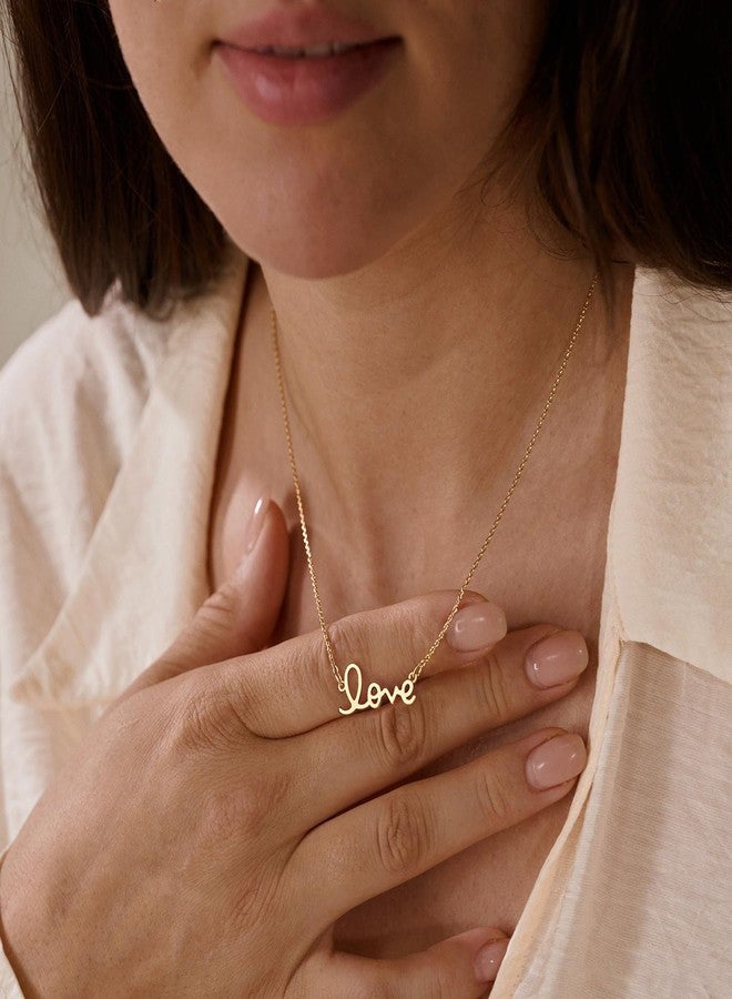 MYEARS Women Word Love Necklace Gold Pendant 14K Simple Dainty Chain Everyday Trendy Jewelry - Image 3